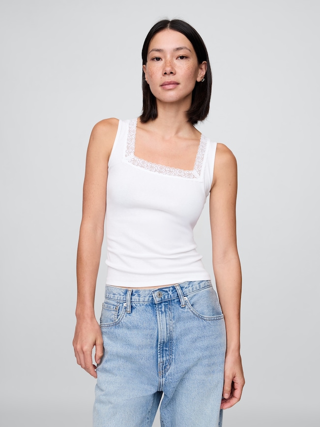 Modern Lace-Trim Tank Top