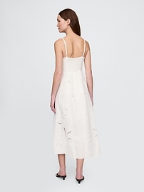 Linen-Blend Embroidered Maxi Dress