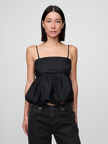 Poplin Bubble Crop Top