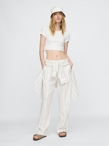 365 High Rise Linen-Blend Trousers