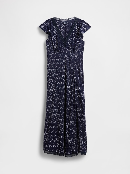 Image number 5 showing, Lace-Trim V-Neck Crepe Maxi Dress