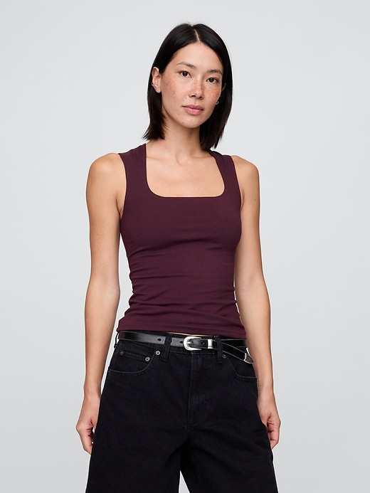 Image number 1 showing, CloseKnit Jersey Square-Neck Top
