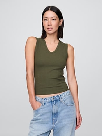 Sheer Modern Rib Tank Top