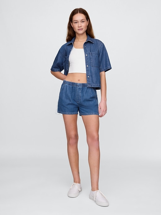 Image number 9 showing, Mid Rise UltraSoft Denim Easy Boxer Shorts