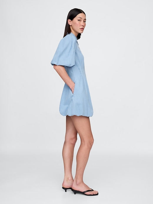 Image number 3 showing, Denim Bubble Mini Shirtdress