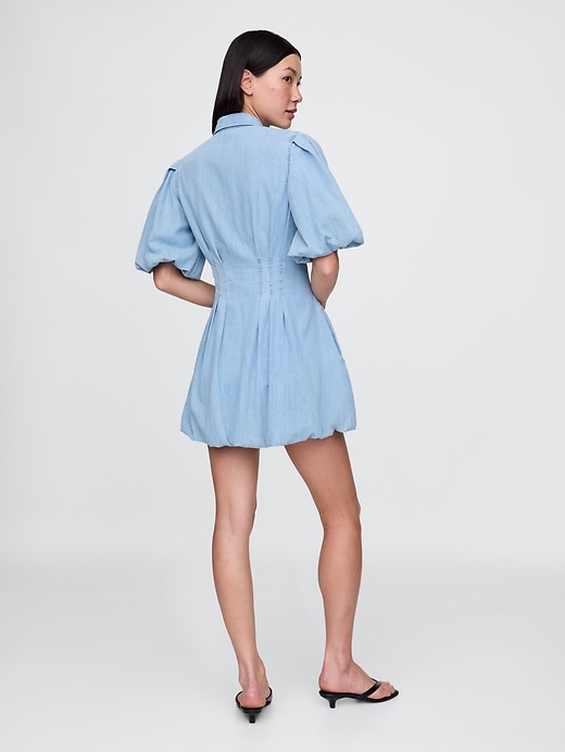Image number 2 showing, Denim Bubble Mini Shirtdress