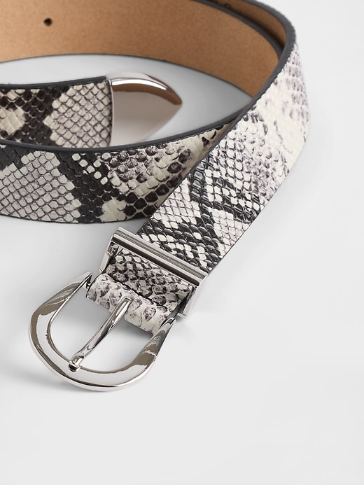 Image number 3 showing, Leather Snake Print Belt
