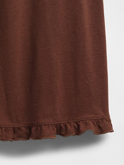 2 of 8 showing, with the color Arrowhead brown of product Linen-Blend Ruffle PJ Dress