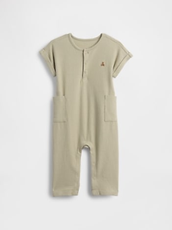 Baby Seersucker Henley Footless One-Piece