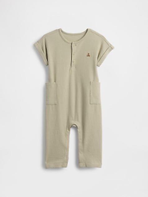 Baby Seersucker Henley Footless One-Piece