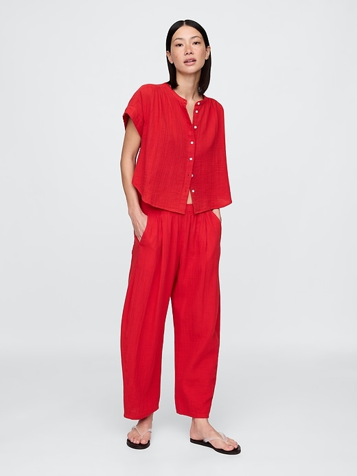 Image number 1 showing, Cotton Gauze Easy Barrel Pants