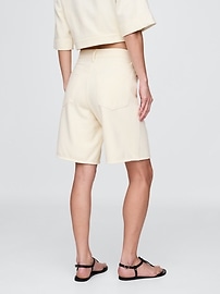 11" Mid Rise French Terry Denim Longline Shorts