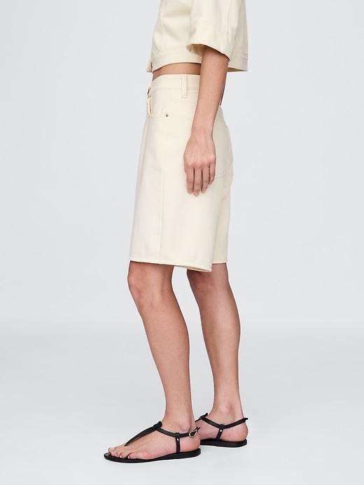 Image number 3 showing, 11" Mid Rise French Terry Denim Longline Shorts