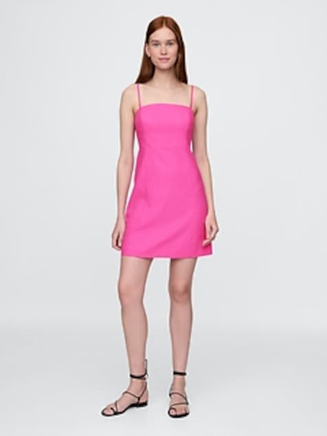 Linen-Blend Mini Dress