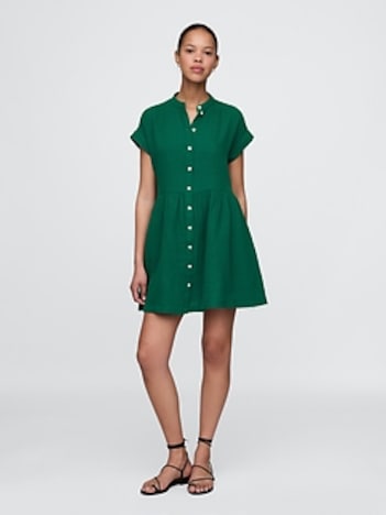 Cotton Gauze Mini Shirtdress