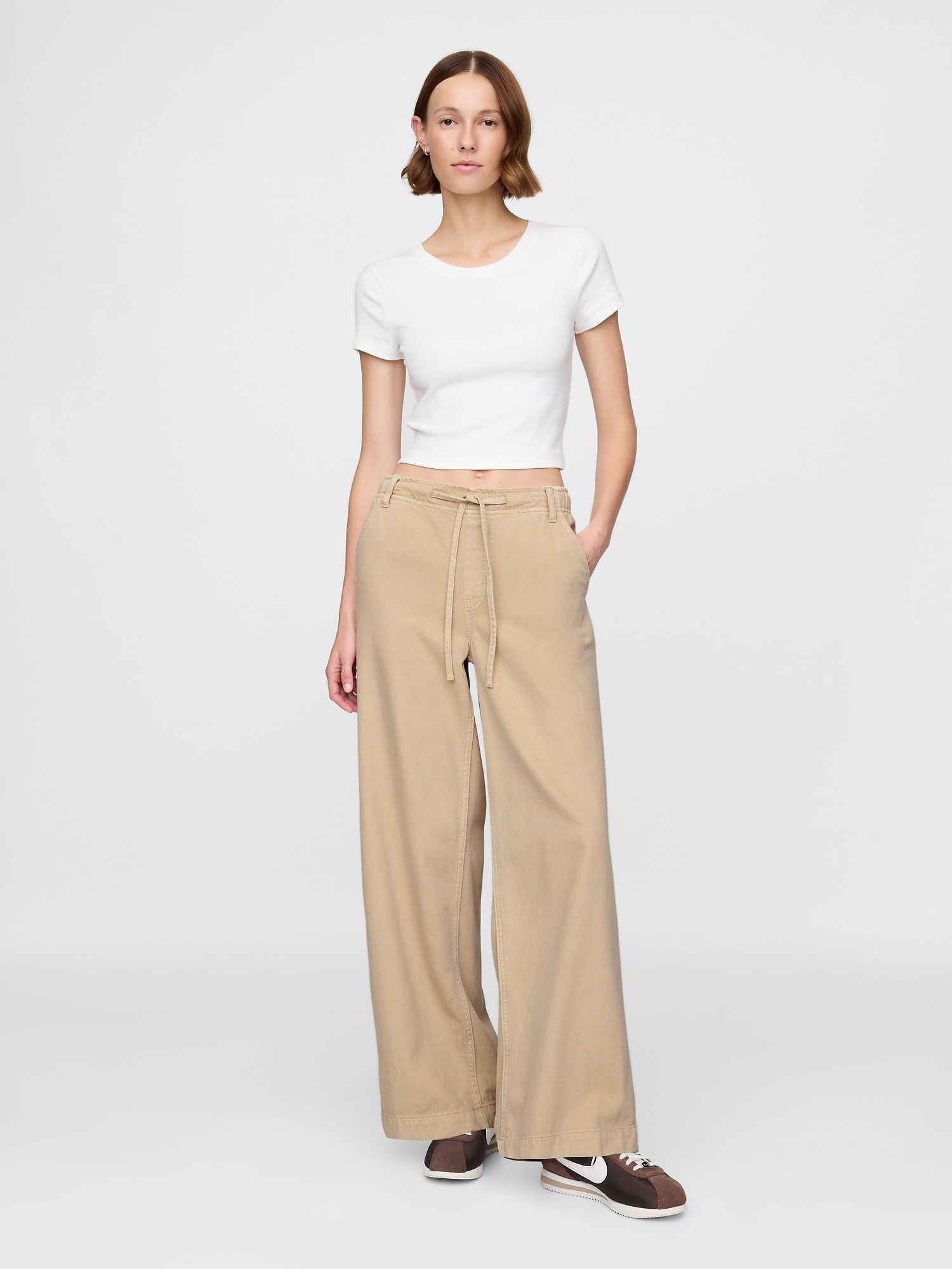 Женские джинсы Gap Mid Rise UltraSoft Pleated Easy Baggy Jeans