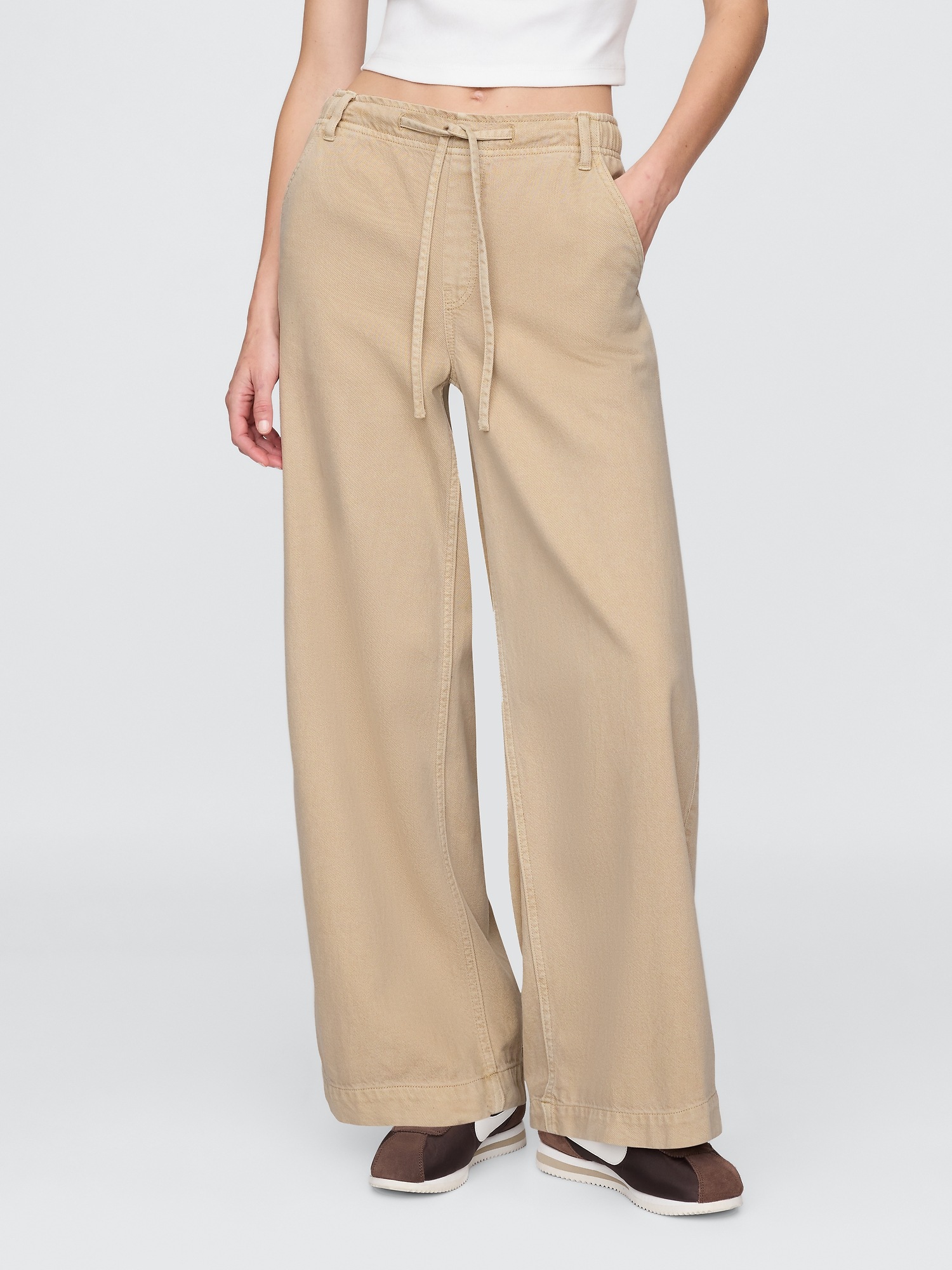 Женские джинсы Gap Mid Rise UltraSoft Pleated Easy Baggy Jeans — фото 2
