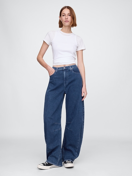Image number 1 showing, High Rise Knit Horseshoe Jeans