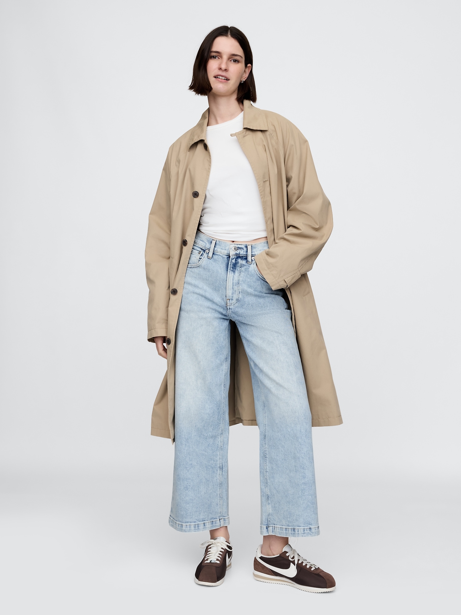 High Rise Stride Wide-Leg Ankle Jeans