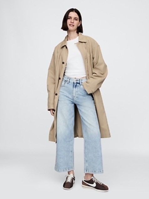 High Rise Stride Wide-Leg Ankle Jeans