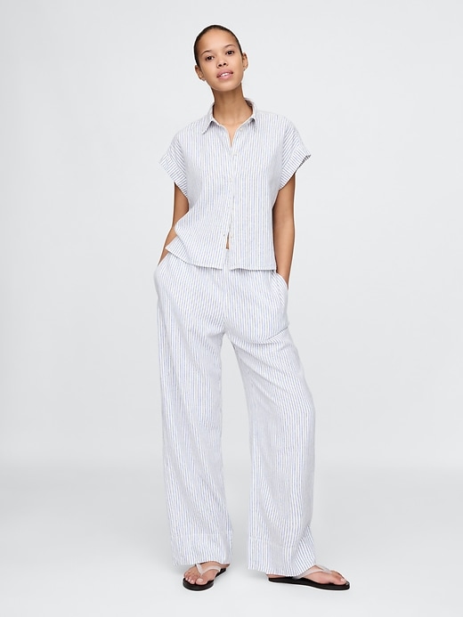Image number 1 showing, Linen-Blend Easy Wide-Hem Pants