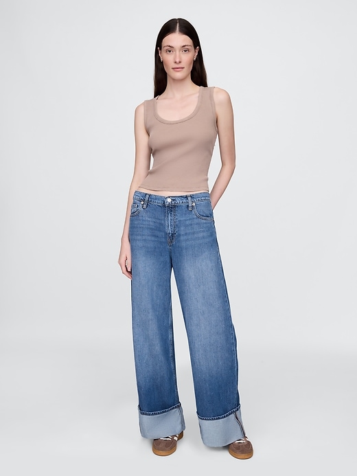 Image number 1 showing, Mid Rise UltraSoft Cuffed Baggy Jeans