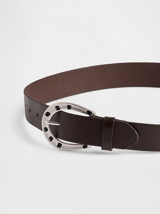 Image number 2 showing, Leather Horseshoe Buckle Belt
