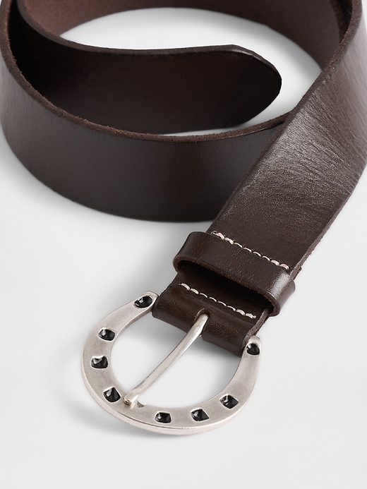 Image number 3 showing, Leather Horseshoe Buckle Belt
