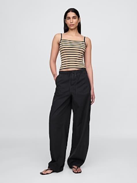 Mid Rise Barrel Parachute Pants