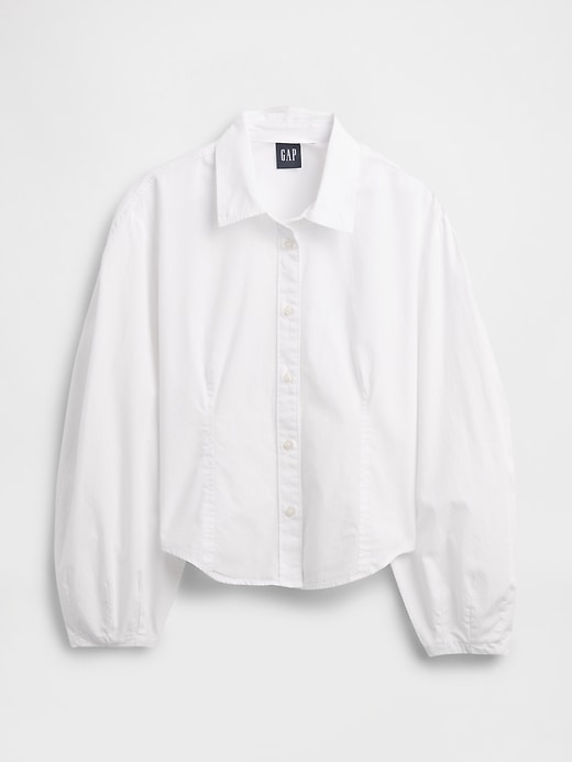 Image number 4 showing, Organic Cotton Poplin Balloon-Sleeve Shirt