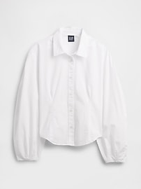Organic Cotton Poplin Balloon-Sleeve Shirt