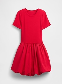 Modern Mixed Media Bubble Mini Dress