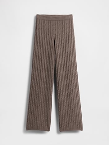 CashSoft Cable-Knit Sweater Pants