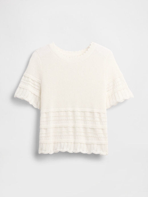Image number 5 showing, Linen-Blend Pointelle Sweater Crop Top