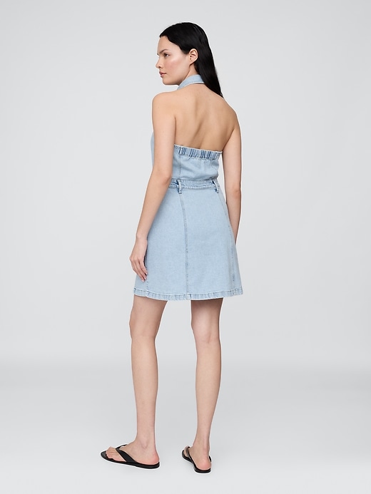 Image number 2 showing, Icon Denim Halter Mini Dress