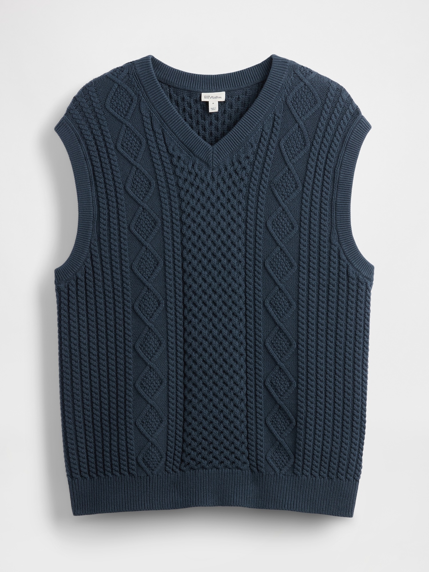 Женский жилет Gap × Malbon Cable-Knit Sweater Vest, цвет: Холодный синий — фото 8
