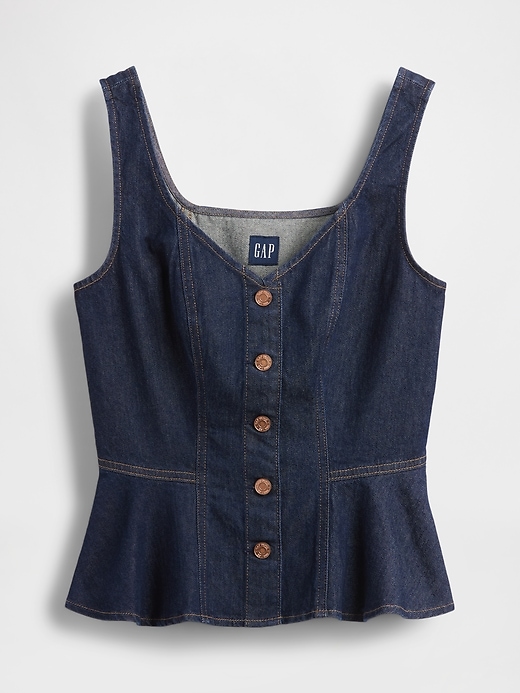Image number 6 showing, Denim Peplum Crop Tank Top