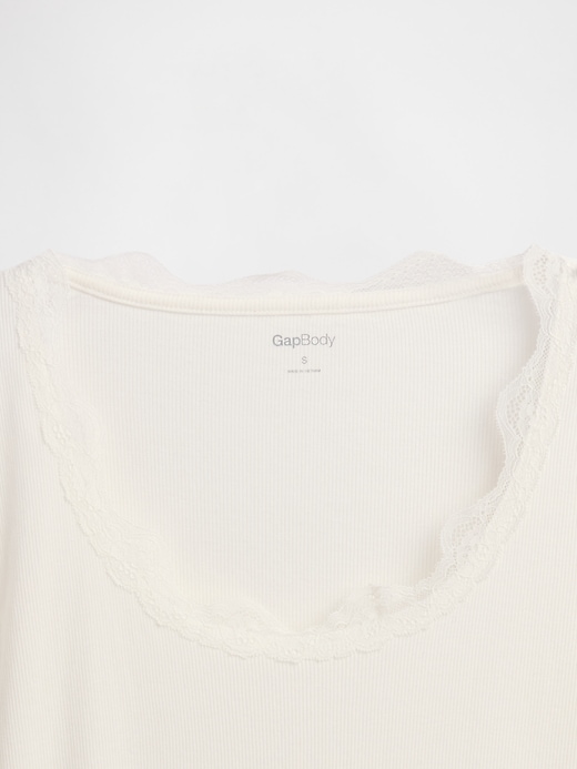 Image number 2 showing, Mini Rib Lace-Trim PJ Top