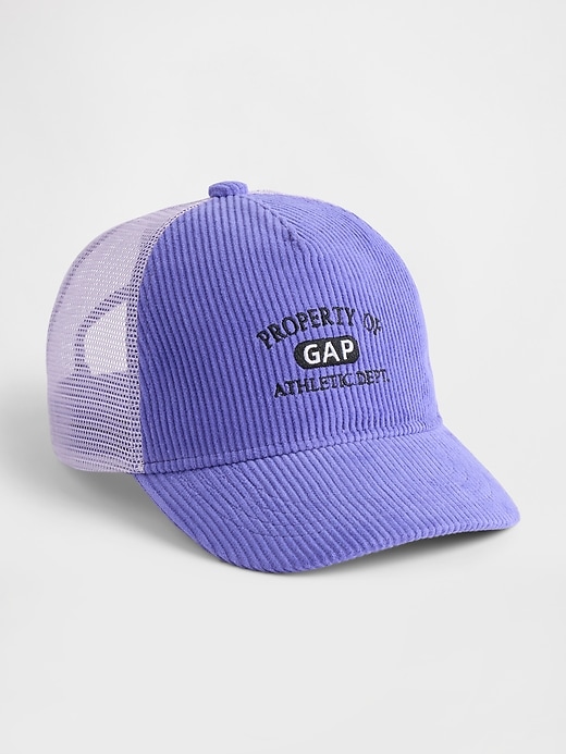 1 of 8 showing, with the color Irisi blue of product Kids Corduroy Logo Baseball Hat