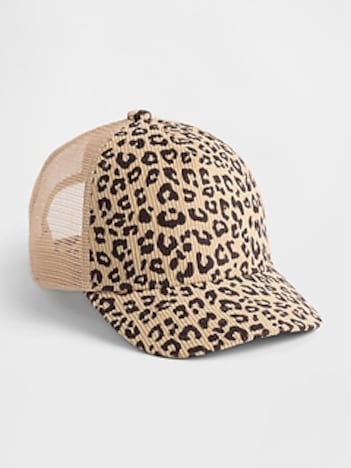Kids Leopard Cord Trucker Hat