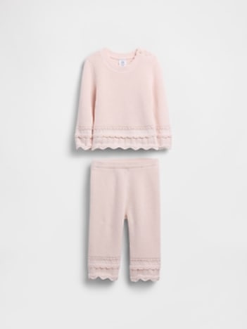 Baby Scalloped Sweater Outfit Set