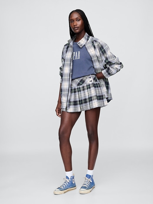 Image number 4 showing, Gap × Malbon Linen-Cotton Plaid Pleated Mini Skort