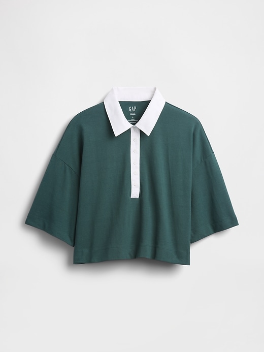 Image number 1 showing, Organic Cotton VintageSoft Heavyweight Cropped Polo Shirt