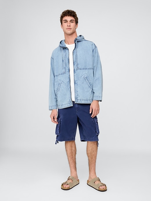 Image number 2 showing, Denim Ripstop Oversized Anorak Zip Jacket