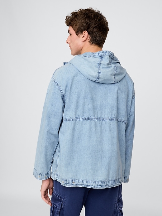 Image number 3 showing, Denim Ripstop Oversized Anorak Zip Jacket