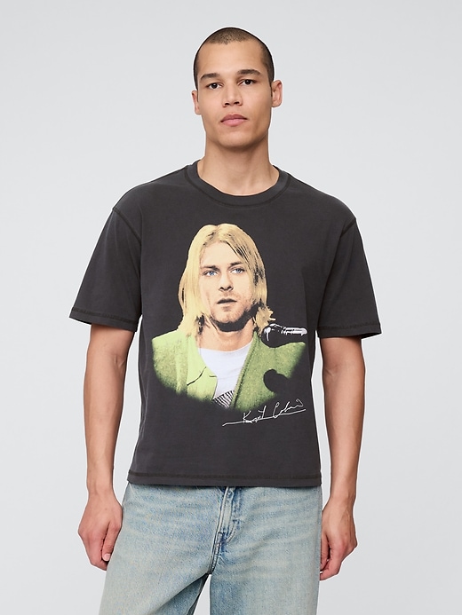 Image number 1 showing, Kurt Cobain Relaxed Crop Graphic T-Shirt