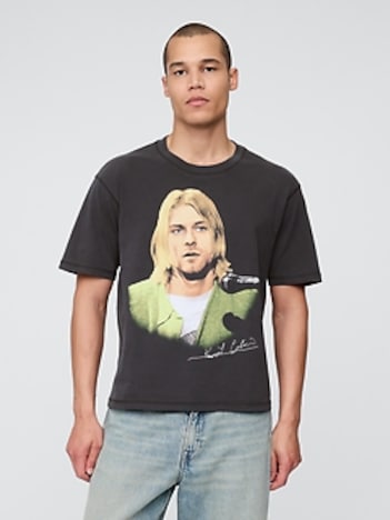 Kurt Cobain Relaxed Crop Graphic T-Shirt