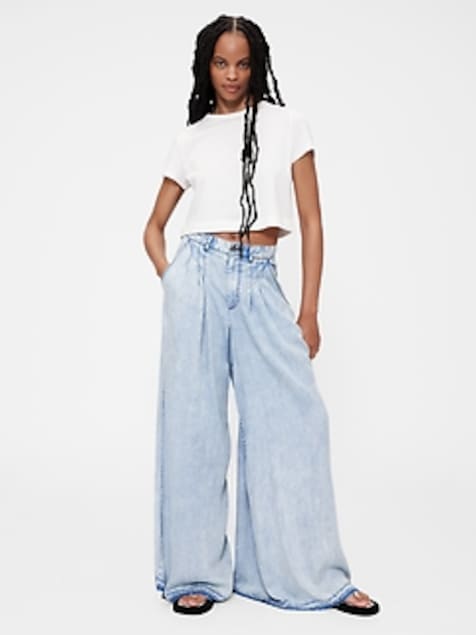 GapStudio High Rise Draped Denim Trousers