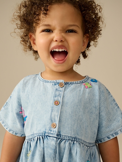 Image number 4 showing, NEXT Toddler Flower Denim Dress