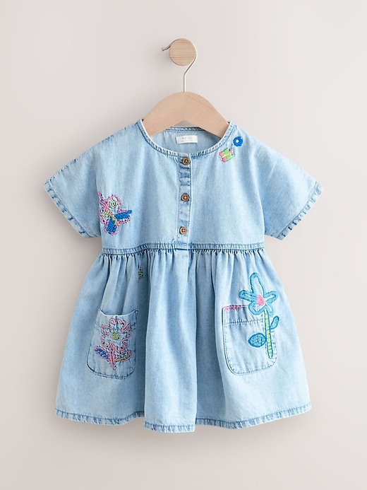 Image number 5 showing, NEXT Toddler Flower Denim Dress